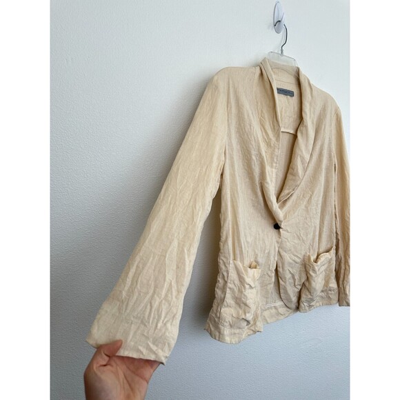 Raquel Allegra Women's Silk Linen Jai Jacket Blazer Beige Large Beach Lagenlook - Picture 3 of 8